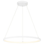 Access Lighting - Anello Dual Voltage 31.5" LED Pendant, Matte White - Experience 360 degrees of light in an awe-inspiring contemporary style with this sophisticated, circular LED pendant chandelier. Hang it over your dining table or kitchen island, dimming or raising the brightness to create an ambient or energetic setting that matches the mood.