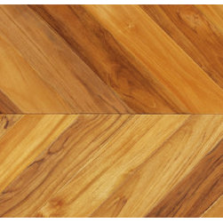 チーク フレンチヘリンボーン 無垢フローリング 90mm巾 - Parquet Massif