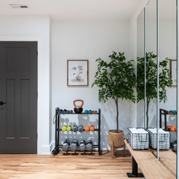 Dedicated Home Gym Space with Floor-to-Ceiling Wall Mirrors