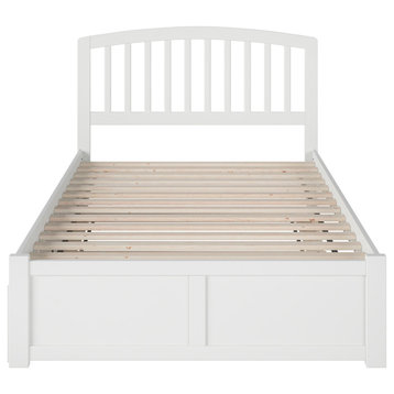 Richmond Full Platform Bed, Flat Panel Foot Board & Full Size Trundle Bed, White