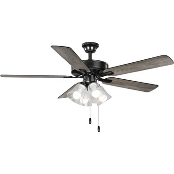 AirPro 52" Matte Black 5-Blade AC Motor Transitional Ceiling Fan With Light