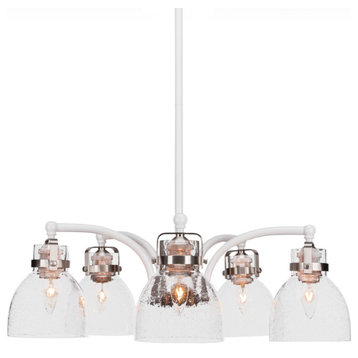 Easton 5-Light Chandelier, White & Brushed Nickel/Clear Bubble