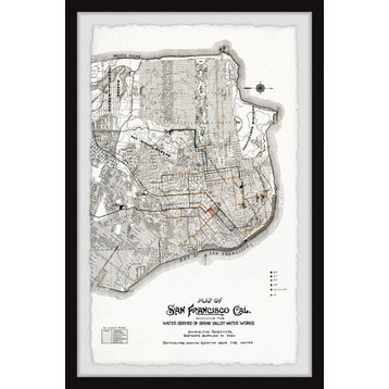 "Vintage City of San Francisco Map" Framed Painting Print, 20x30