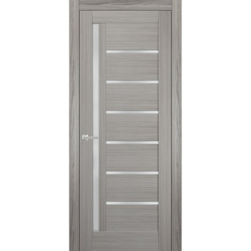 Solid French Door Frosted Glass 30 x 80, Quadro 4088 Grey Ash