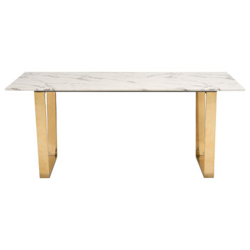 Nellie Dining Table White & Gold, White & Gold