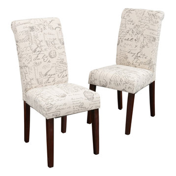 GDF Studio Script Printed Linen Dining Chairs, Set of 2