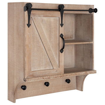 Cates Barn Door Wood Decorative Cabinet, Rustic Brown