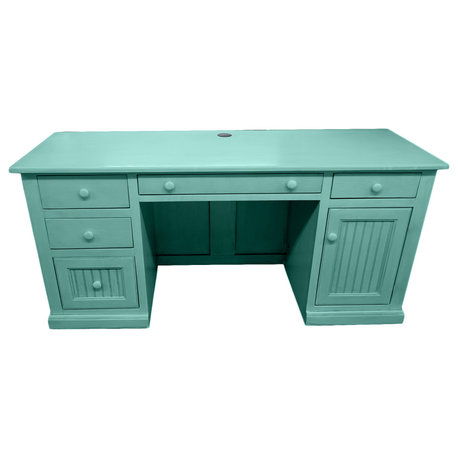 Coastal Executive Desk with CPU Storage, Aqua Fiesta