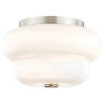 Mitzi by Hudson Valley Lighting - Mitzi Hazel 2-Light Flush Mount E26 Medium Base Opal Glossy, Polished Nickel - Hazel is the perfect low-key flush mount, topping a room with illumination that’s easy on the eyes. Like a dollop of cream or foam, its soft curves and billowy tiers make for a light-feeling luminaire.