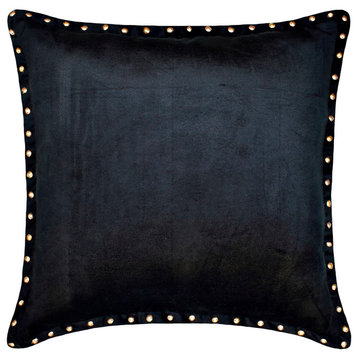 Black Velvet Border and Sequins 26"x26" Throw Pillow Cover, Blagden
