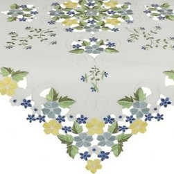 Xia Home Fashions - Fancy Flowers 34"x34" Table Topper - Tablecloths