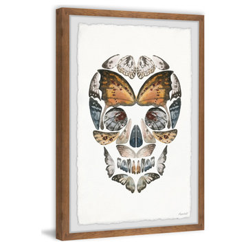"Butterfly Skull" Framed Painting Print, 8"x12"
