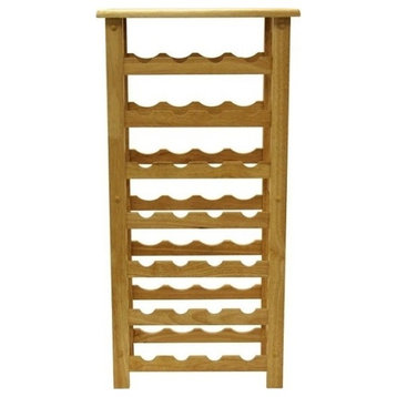 Pemberly Row 28-Bottle Transitional Solid Wood Wine Rack in Natural
