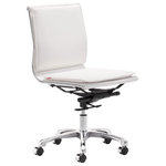 Zuo Modern - Lider Plus Armless Office Chair, White - With its ergonomic shape, padded back and seat cushions, the Lider Plus armless chair works in comfort. It has a chromed steel frame with soft neoprene pads.