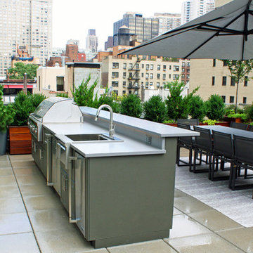 Midtown Custom Outdoor Kitchen - NYC Rooftop Garden Design