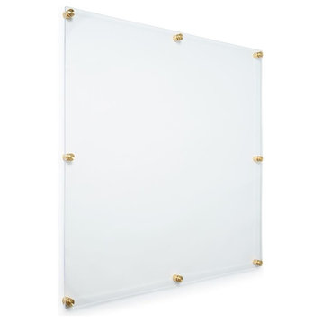 40"x40" Double Panel Acrylic Frame For 36"x 36" Scarf Or Art, Gold Hardware