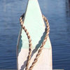 9" Nautical Wood Buoy- Aqua/White/Nantucket Blue