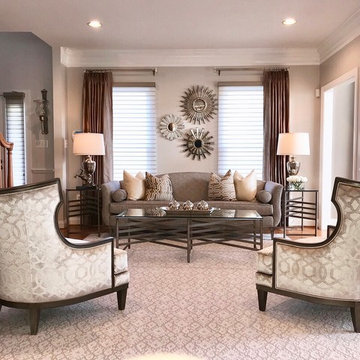 Transitional Living & Dining Room Layered with textures- Rose T. Bien-Aime