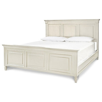 Country-Chic White King Size Panel Bed Frame, California King