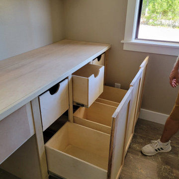 Custom Built-In Desk & Craft Station with Multi-Tier Pull-Out Drawers