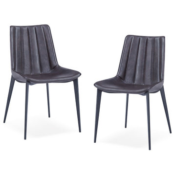 Modrest Peoria Modern Brown and Black Dining Chair, Set of 2