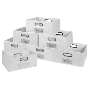 Niche Cubo Set of 12 Half-Size Foldable Fabric Storage Bins- White