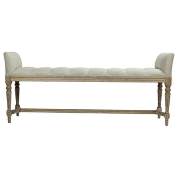 Matthew Izzo Home Perscilla Rustic Upholstered Bench - Small, 57.5"