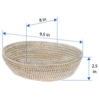 La Jolla Rattan Bread Bowl, White-Wash