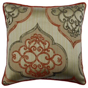 26"x26" Damask Orange Jacquard Pillow Cover�For Sofa - Orange Damask Galore
