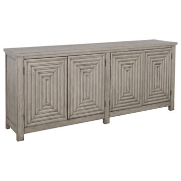Melany Grey Four Door Credenza With Touch Latch Hardware