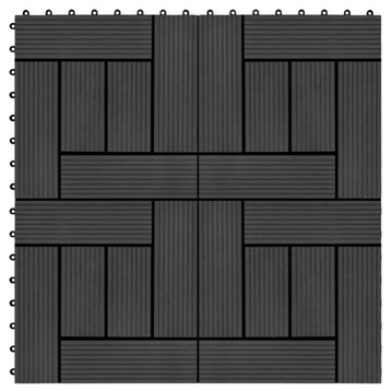vidaXL Decking Tile Floor Tile Interlocking Outdoor Flooring Tile 11 Pcs Black