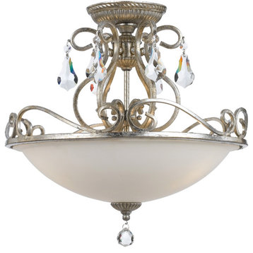 Crystorama 5010-OS-CL-MWP 3 Light Semi Flush in Olde Silver