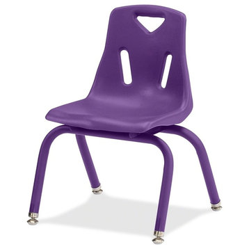 Berries Stacking Chair, Steel Frame, 4-Legged Base, Purple