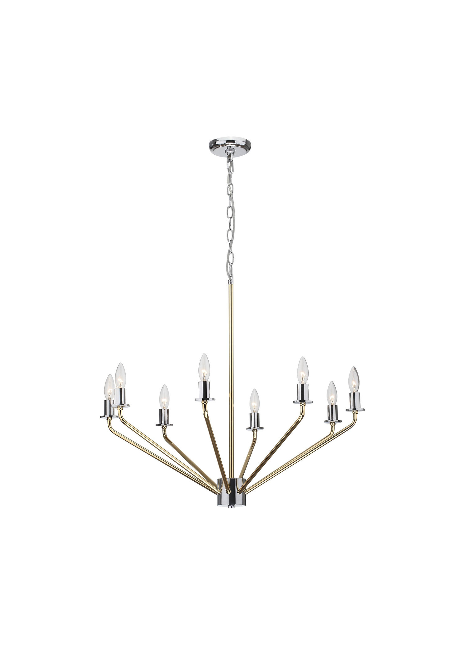 Alessandro Mid Century Brass Chandelier