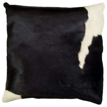 HomeRoots 18" x 18" x 5" Black And White Cowhide Pillow