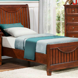 HOMELEGANCE 2136TC-1 COTTAGE WARM CHERRY WOOD KIDS TWIN BED BEADBOARD - Kids Beds
