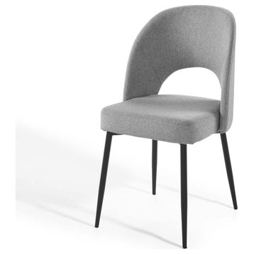 Side Dining Chair, Fabric, Black Gray, Cafe Bistro Restaurant Hospitality
