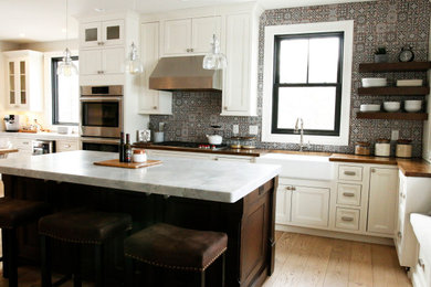 Example of a country kitchen design in Boston