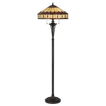 Tiffany 2 Light Floor Lamp, Black