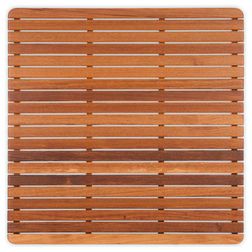 Plantation Teak Mat With Rounded Corners, 30"x30"