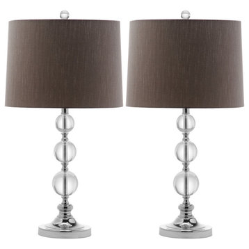 Safavieh Keeva Table Lamp Set of 2 With USB Port, Grey Shades Clear/Grey