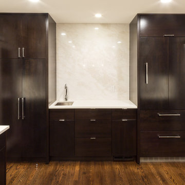 White Zen Quartz & Mystery White Marble Backsplash