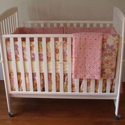 Pink Retro Flower 6 Pc Crib-To-Toddler Set by Gustav Maxwell - Baby Bedding