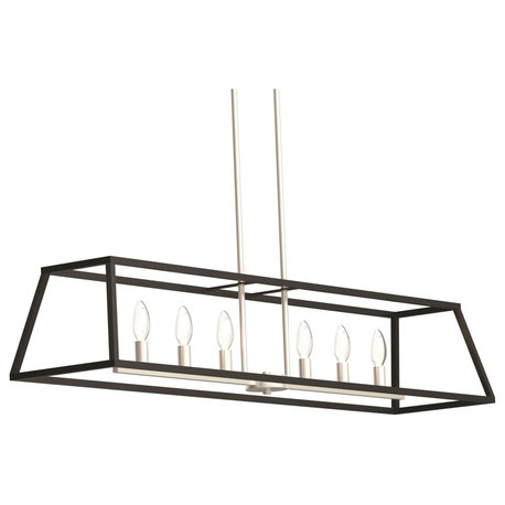 DVI Lighting Laurentian 6 Light Linear Pendant in Satin Nickel-Graphite