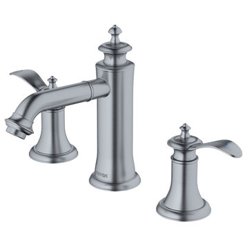 Karran 2-Handle 3-Hole Widespread Faucet With Pop-up Drain, Stainless Steel