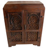 Moroccan Hand-Carved Dark Wood Armoire