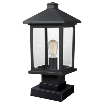 Portland 1 Light Post Light or Accessories, Black, Clear Beveled Glass, 5.07