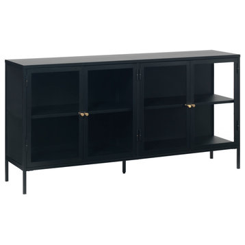 Metal & Glass Sideboard, 4-Section