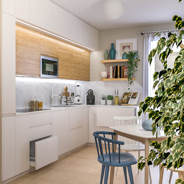 Unione armoniosa di cucina e soggiorno - Progetto in corso