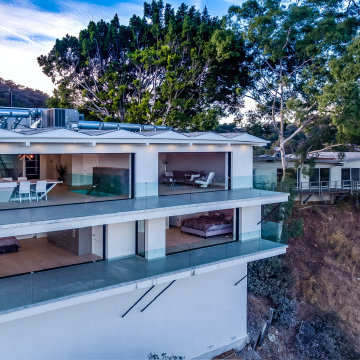 Hillside Custom Home with Glass-Rail Balconies - Hollywood Hills